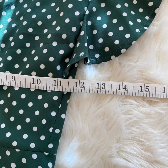 Unbranded Women's Green Polka Dot Button Down Swing Midi Dress Size Small - Picture 10 of 11